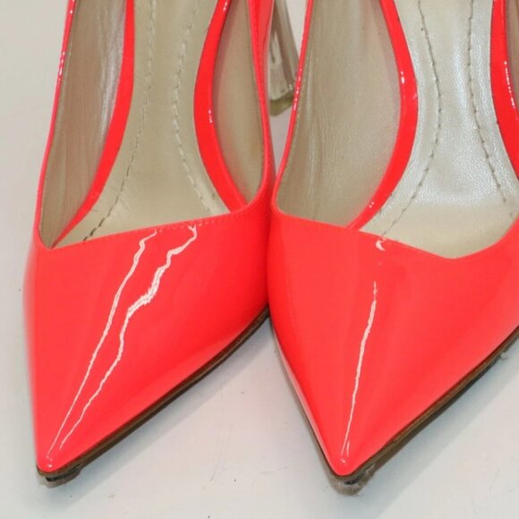 Christian Dior Neon Coral Patent Leather Lucite Heel Pumps EU 38 US 8 - Picture 8 of 16